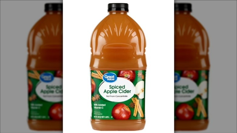 A bottle of Great Value Spiced Apple Cider
