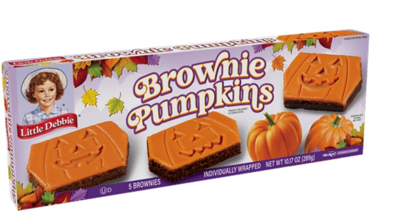 A box of Little Debbie Brownie Pumpkins
