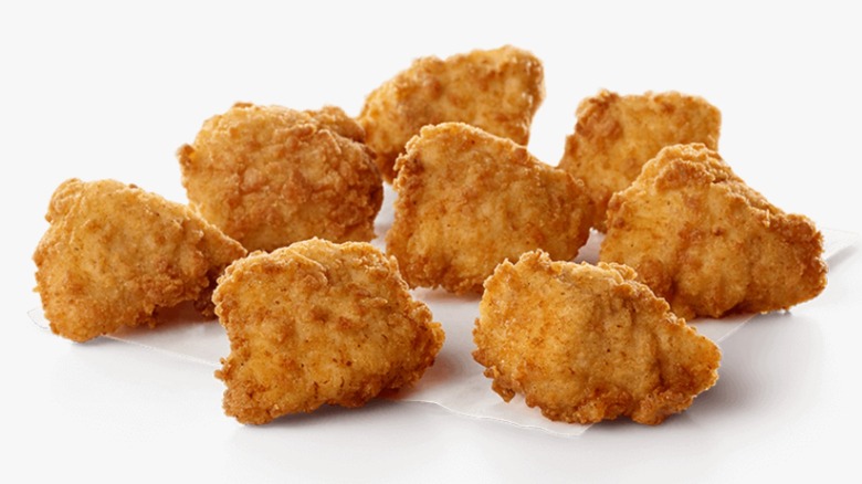Chick-fil-A Nuggets on a napkin on a white background