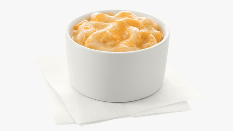Chick-fil-A Mac & Cheese on a napkin on a white background