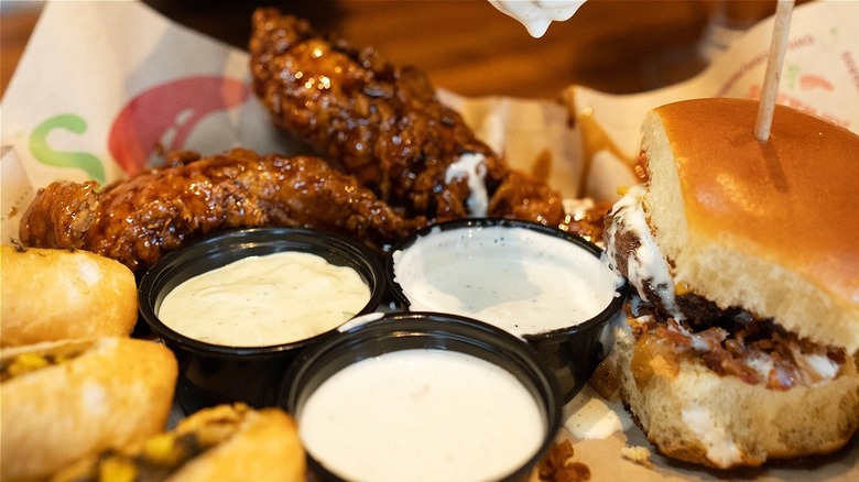 Chili's triple dipper with sauces