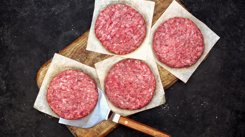 raw burger patties
