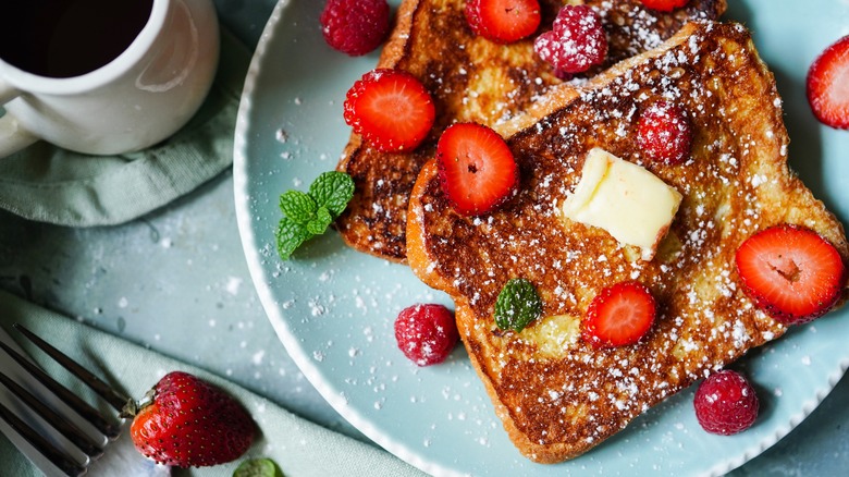 Plate of French toast with strawberries
