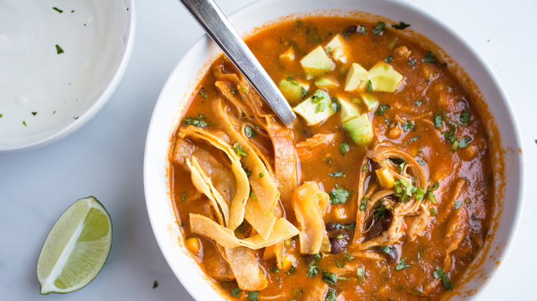 bowl filled with tortilla soup