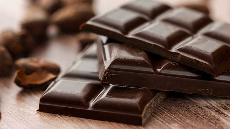 Stack of dark chocolate bars