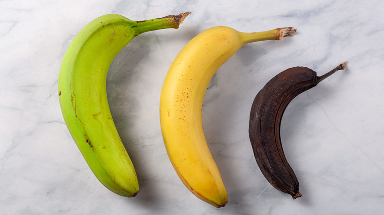 Bananas in different stages of ripeness