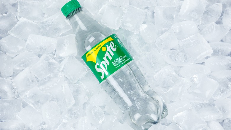 Sprite bottle on ice