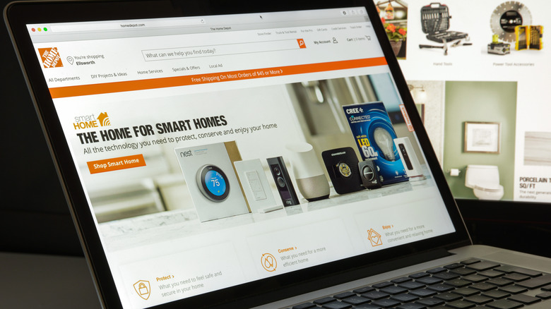 Home Depot website on a computer
