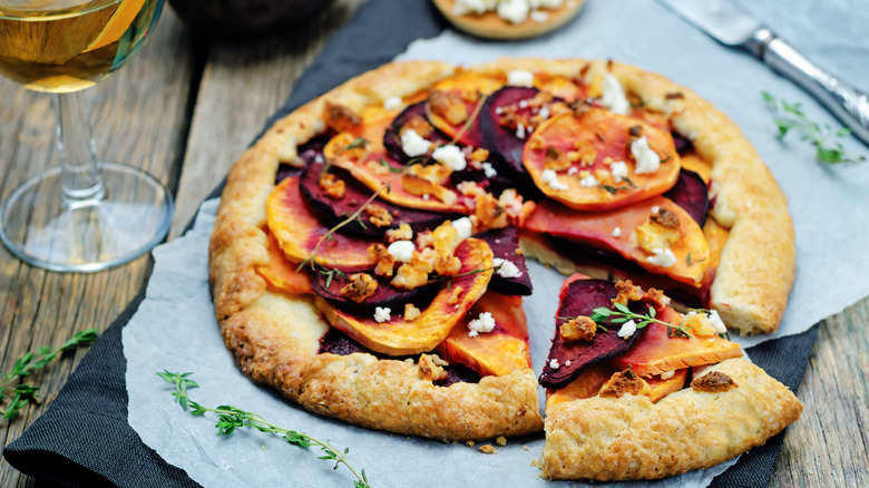 Beet and sweet potato galette