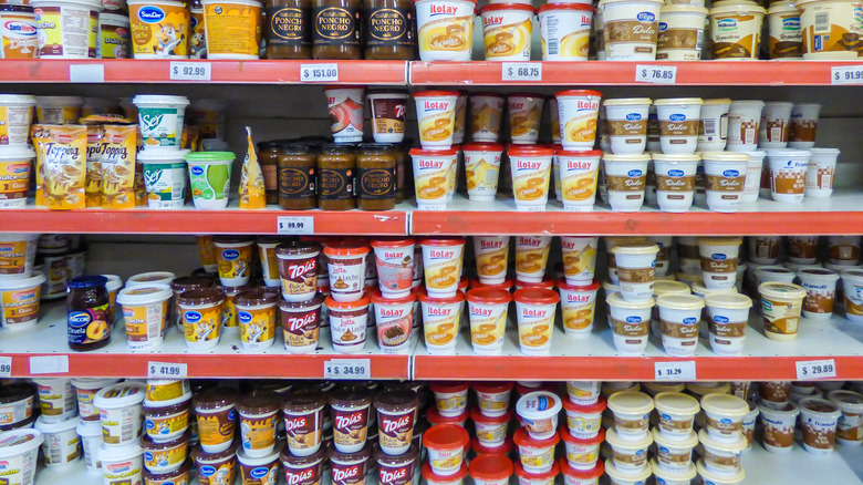 Dulce de leche on shelves