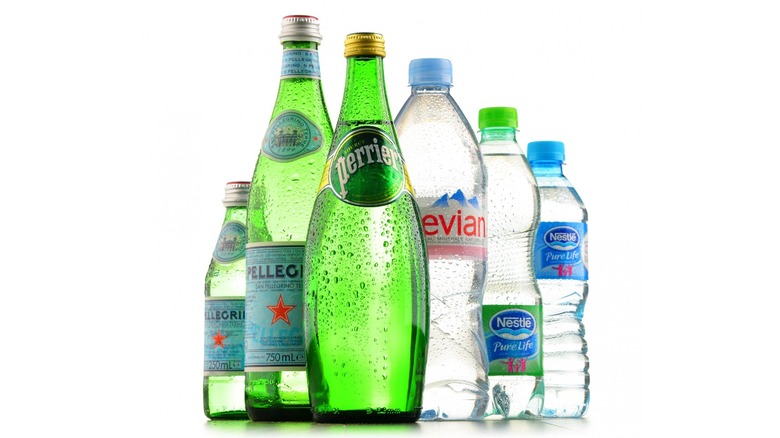 A variety of bottled waters