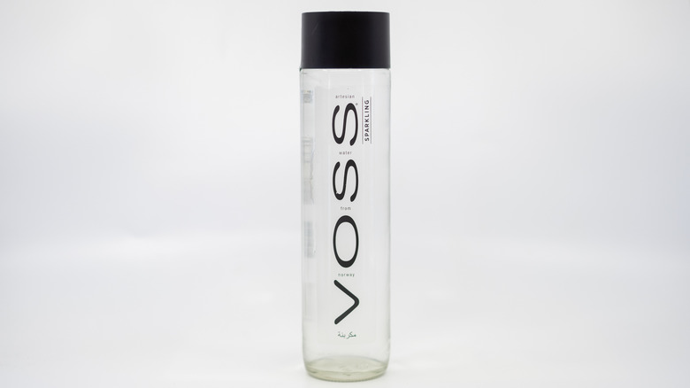 A bottle of Voss sparkling water