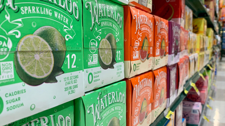 Cases of Waterloo sparkling water