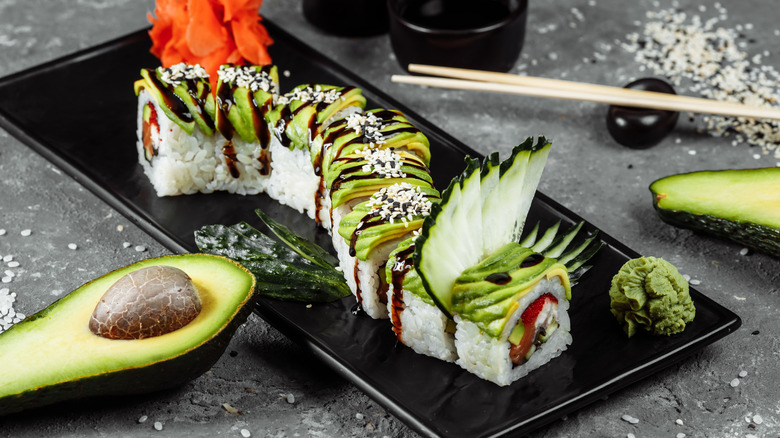 dragon roll on plate