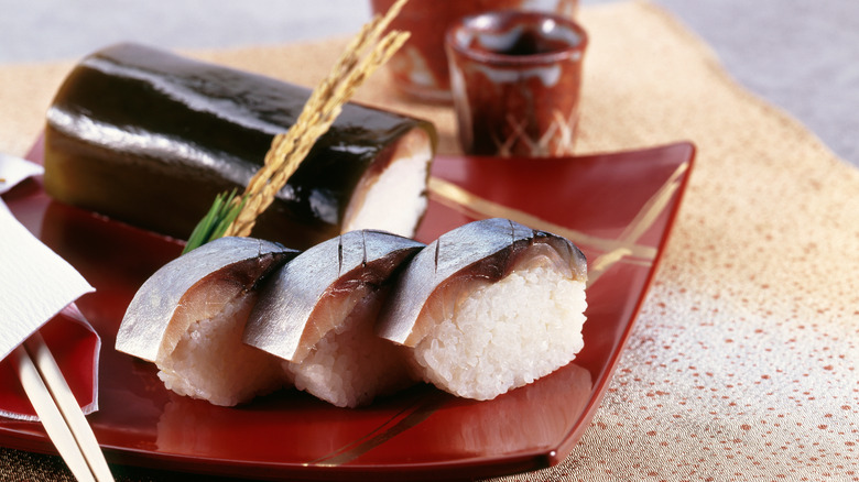 Saba zushi on plate