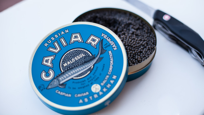 Tin of beluga caviar