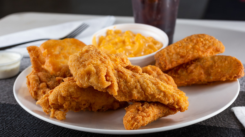 Chicken tenders on a plate