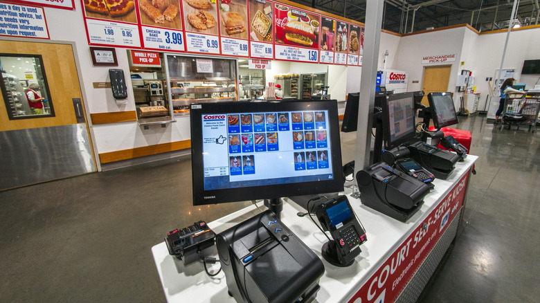 Costco food court self-service ordering kiosk.