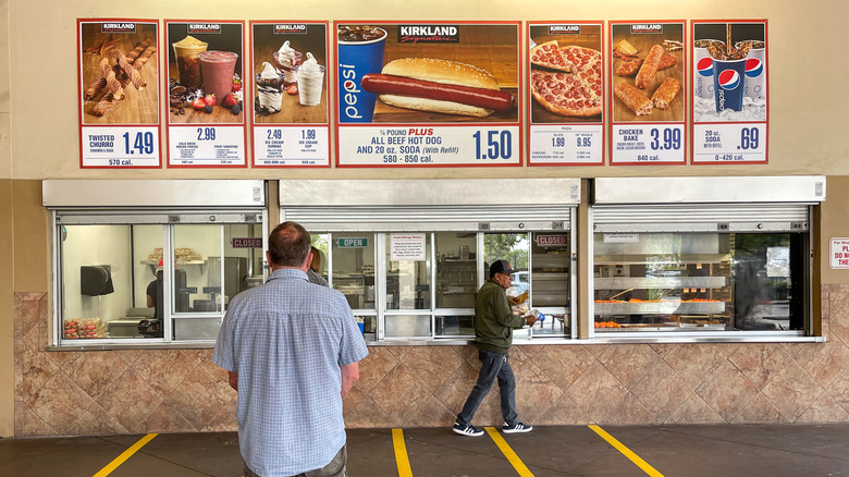 American Costco food court with two customers