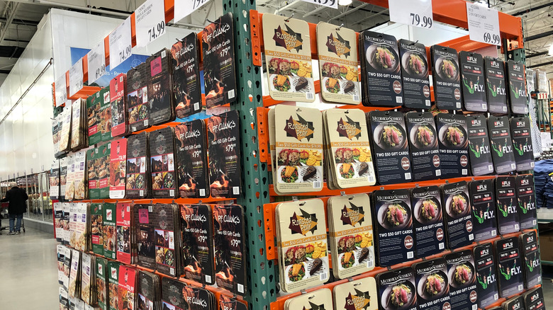 gift cards on display at Costco
