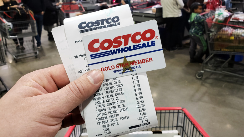 Costco receipt and membership card