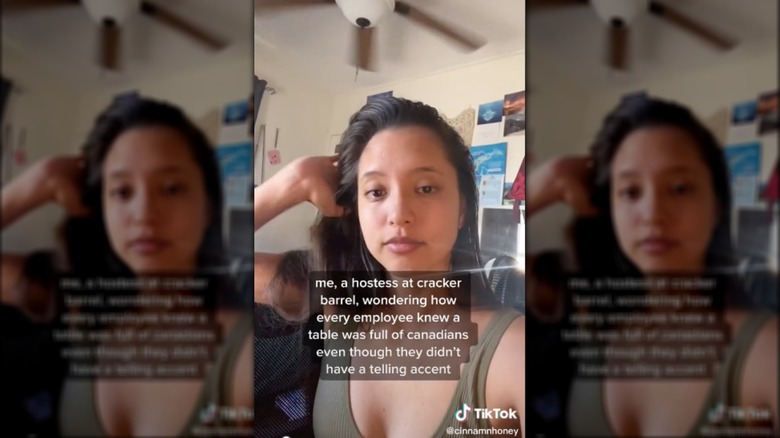 Cracker Barrel employee filming canadian code TikTok