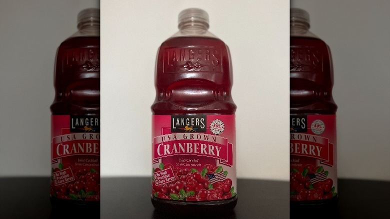 Bottle of Langers cranberry juice cocktail