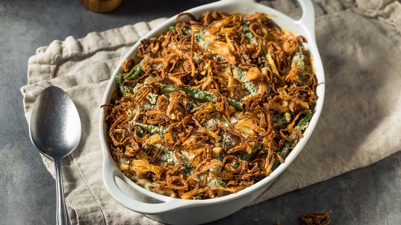 The Creamy Ingredient For A Green Bean Casserole You Won't Forget