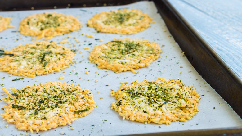 Baked Parmesan cheese crisps