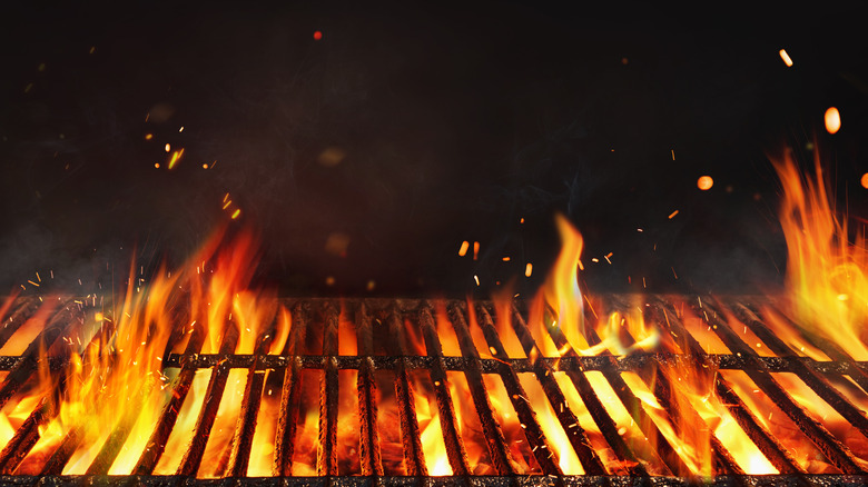 grill with flames