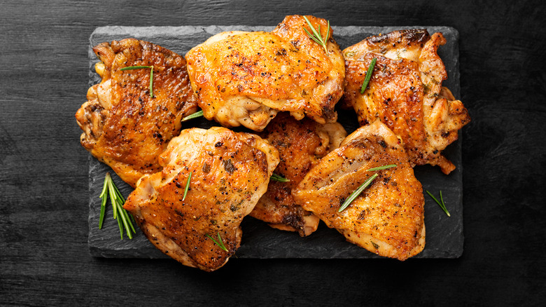 cooked chicken thighs with spices