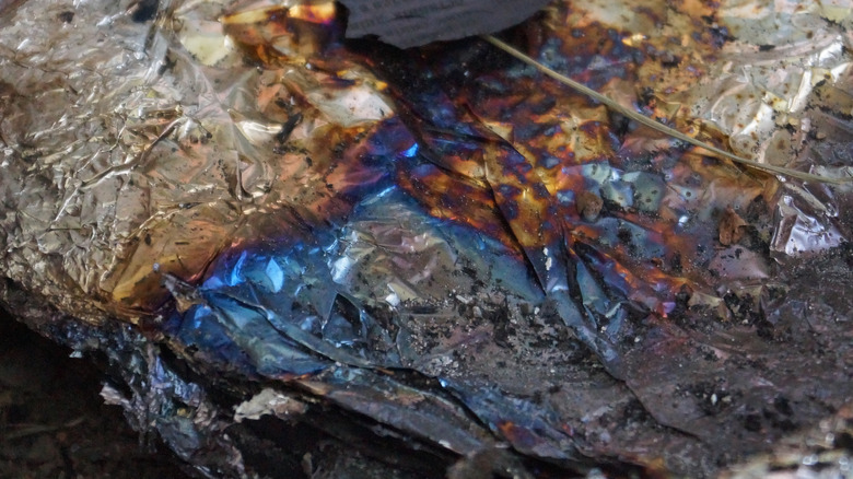 Burnt aluminum foil