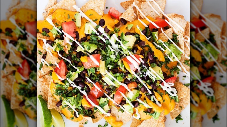 Nachos with sweet potato queso