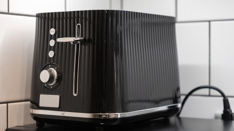 Close up of a black toaster