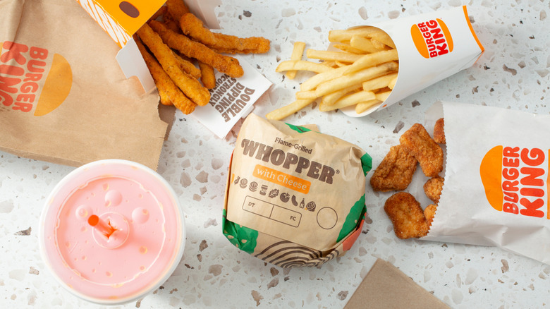 Overhead shot of items from the Burger King menu