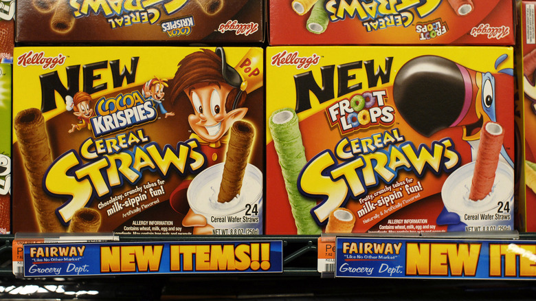 Cereal straws on store shelves
