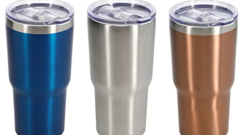 Dollar Tree tumblers in three colors