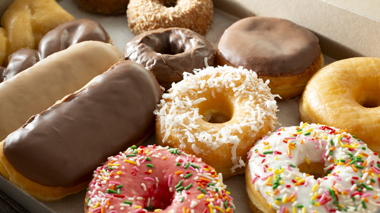 A box of assorted doughnuts