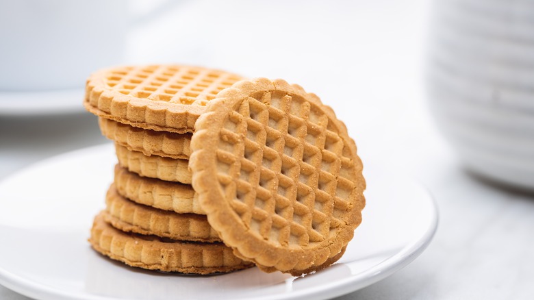 Shortbread cookies with a waffle pattern