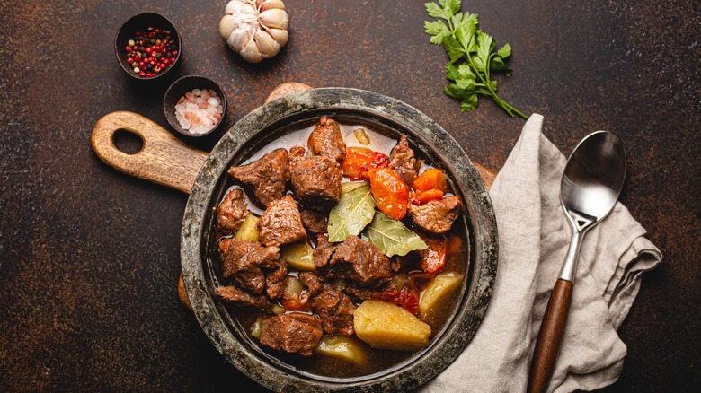 Meat stew served in a bowl