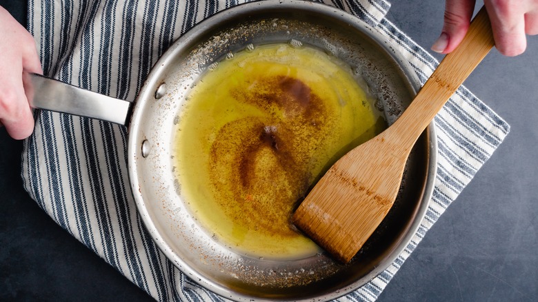 butter browning in pan
