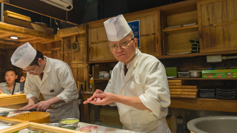 Sushi chef during omakase experience