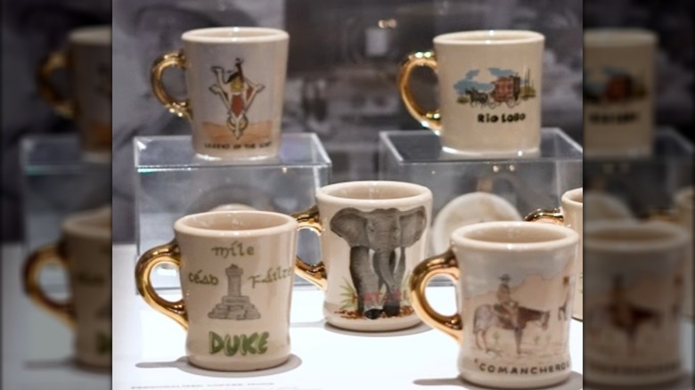 Gold handle mugs from John Wayne in museum