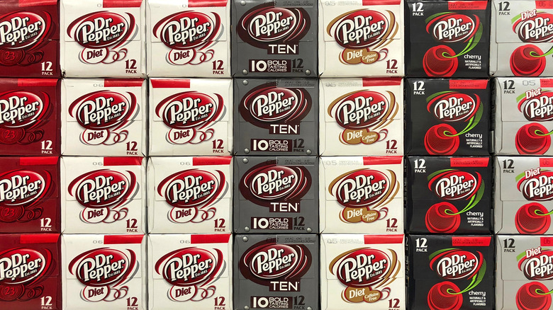 Dr Pepper cases stacked up