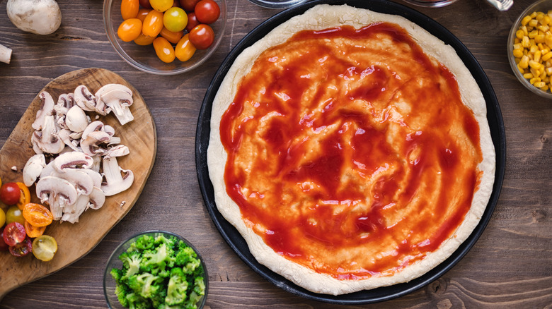 Making homemade pizza