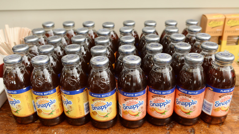 Snapple bottles lined up