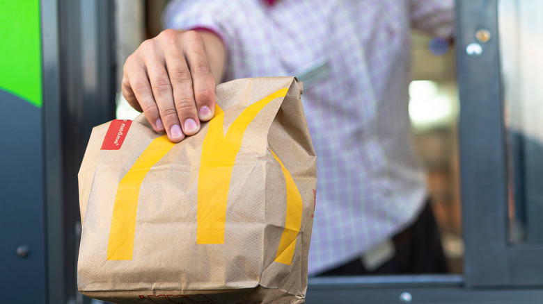 McDonald's bag with food inside