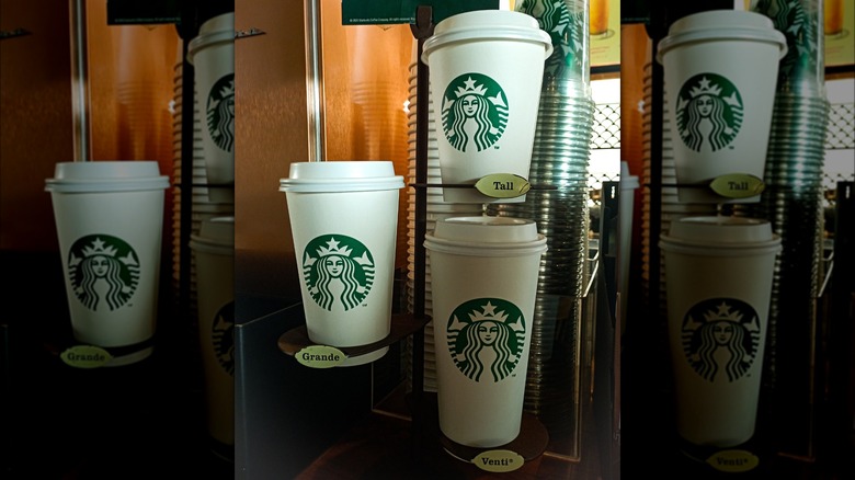 starbucks cup sizing display