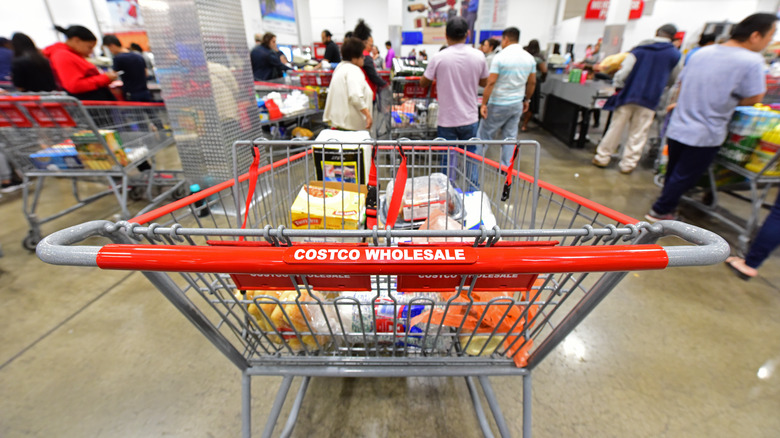 A Costco cart in the store