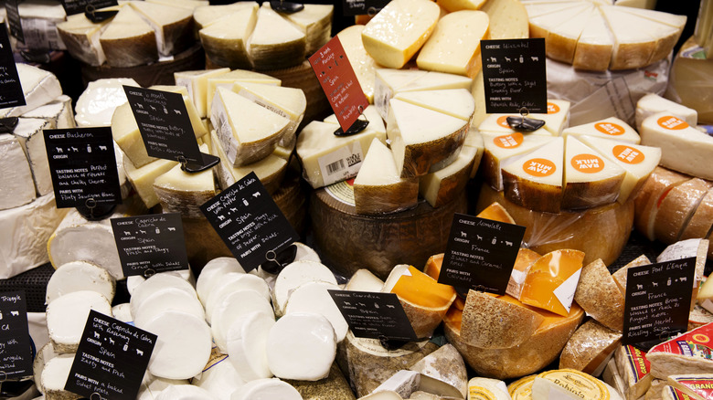 Variety of cheeses at Whole Foods